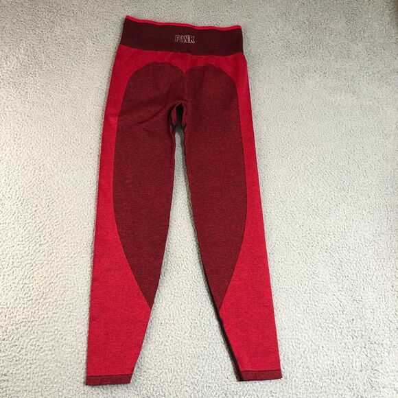 Victoria Secret PINK Leggings Women Medium‎ Red Joggers Pants Logo Yoga Workout - Picture 5 of 8